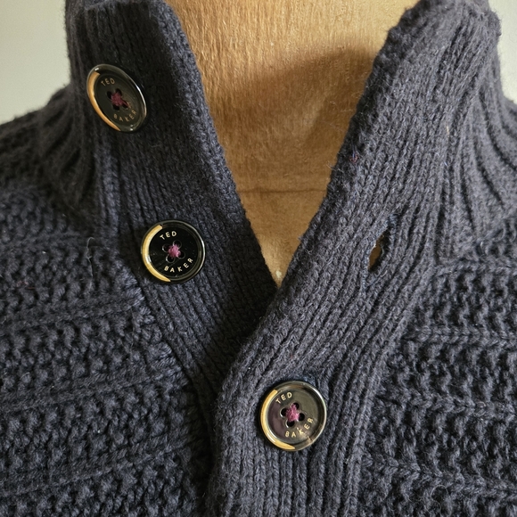 Ted Baker Navy Zip Up Sweater - Picture 4 of 13